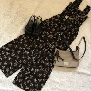 Floral Smocked Cropped Wide Leg Jumpsuit S